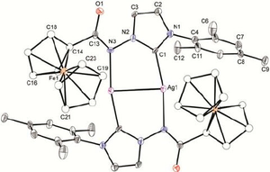 thumbnail for Ferrocene-appended anionic N-heterocyclic carbene and its silver complex: Synthesis, structure and catalytic evaluation